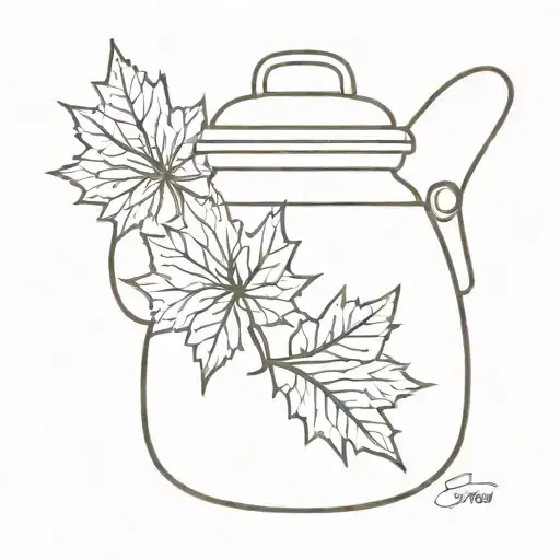 honey pot with maple leaf label  tattoo design idea