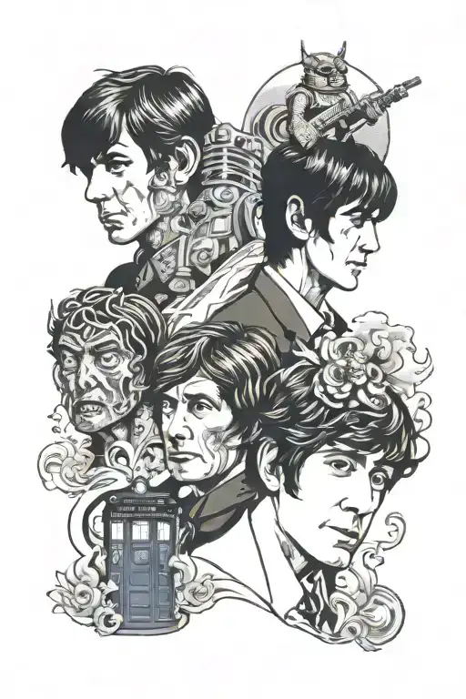 doctor who and the Beatles   tattoo design idea