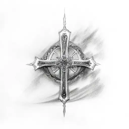 Drawing Christian Cross Art Sketch, PNG, 630x645px, Watercolor, Cartoon,  Flower, Frame, Heart Download Free