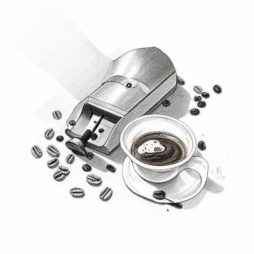 gun laying on coffee beans tattoo design idea