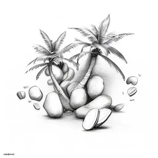 coffee beans in the shape of a palm tree tattoo design idea