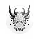 A bull and wolf intertwined in a yin and yang symbol with anime-style details tattoo design idea