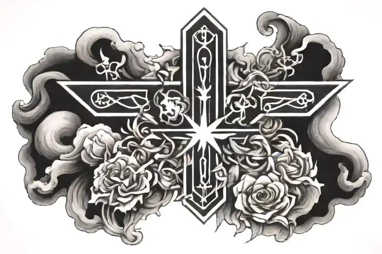 To the greater glory of God surrounded by a cross tattoo design idea