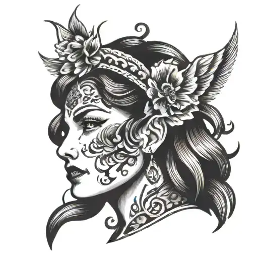 women face tattoo design idea