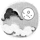 rain cloud with sun and crescent moon also fireflies tattoo design idea