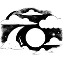 rain cloud with sun and crescent moon also fireflies tattoo design idea