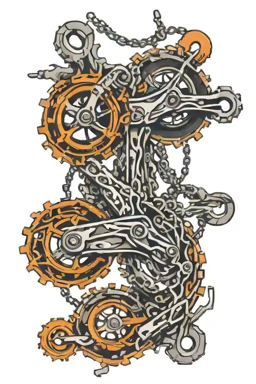 bike chain wrapped tattoo design idea