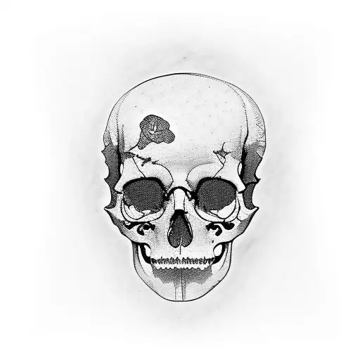 Edgar Allan Poe old portrait half skull tattoo design idea