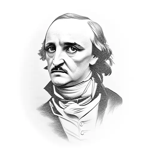 edgar allan poe portrait black raven tattoo design idea