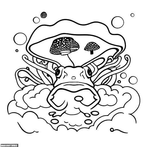 frog with a mushroom hat on its head tattoo design idea