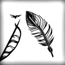 feather with birds tattoo design idea
