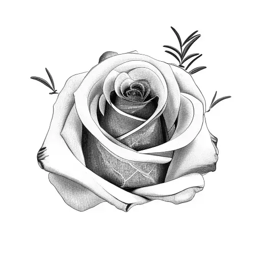 black and grey rose with the name Rosemary tattoo design idea