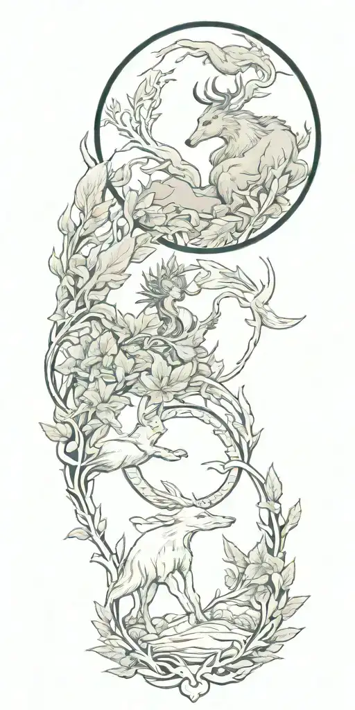 nature elements, northern myth, Military  tattoo design idea