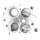 dopamin molecule structure with planets, stars and a moon tattoo design idea