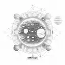 dopamin molecule structure with planets, stars and a moon tattoo design idea