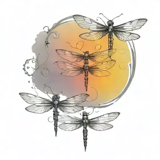 A tattoo design featuring five dragonflies, each representing one of your children, with their names subtly incorporated into the wings tattoo design idea