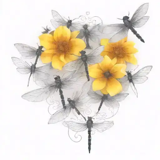 A tattoo design featuring five dragonflies, each representing one of your children, with their names subtly incorporated into the wings tattoo design idea