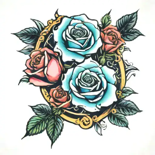 roses on sleeping pillow tattoo design idea