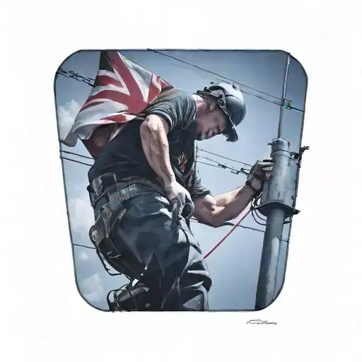 child who is a lineman working on power with a Canadian flag tattoo design idea