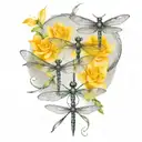 A tattoo design featuring five dragonflies, each representing one of your children, with their names subtly incorporated into the wings tattoo design idea