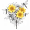 A tattoo design featuring five dragonflies, each representing one of your children, with their names subtly incorporated into the wings tattoo design idea