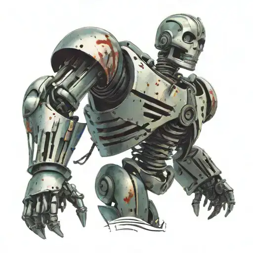 movie iron giant with human skeleton jaw open tattoo design idea