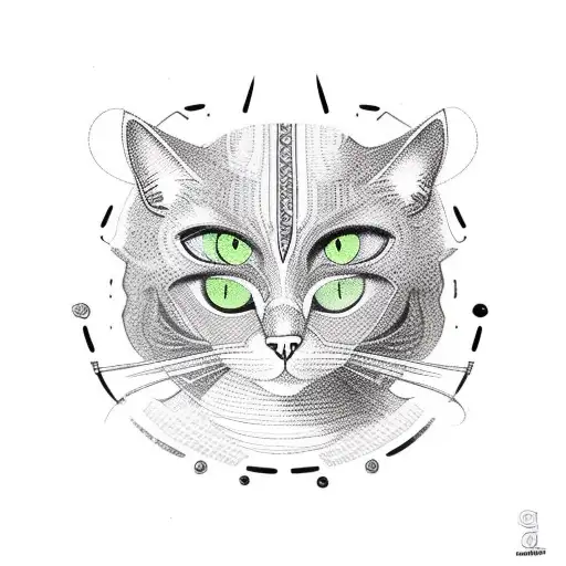 Filipino tribal design of a cat with chemical elements incorporated tattoo design idea