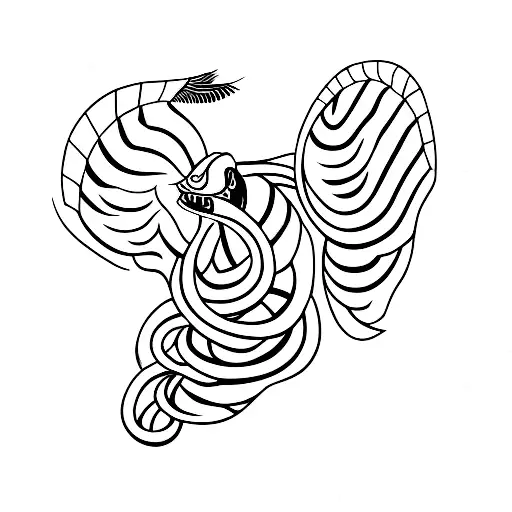 cobra with peackock feather tattoo design idea