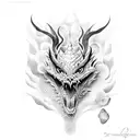 dragao, fogo, flores  tattoo design idea