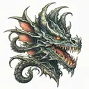 dark hybrid death dragon  tattoo design idea