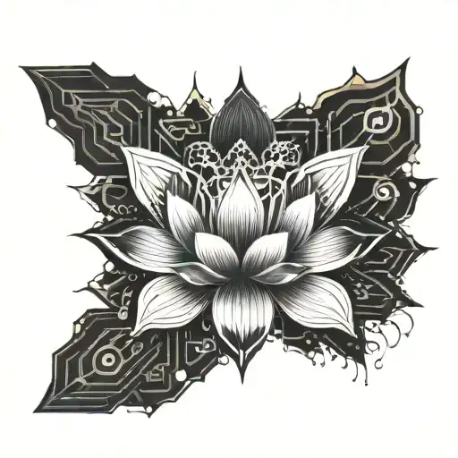 lotus flower blooming tattoo design idea