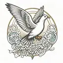 Just below the existing clouds, add a dove descending with its wings spread wide, symbolizing the Holy Spirit. The dove  tattoo design idea