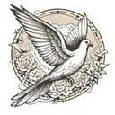 Just below the existing clouds, add a dove descending with its wings spread wide, symbolizing the Holy Spirit. The dove  tattoo design idea