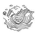 ocean and mountains tattoo design idea