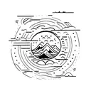 ocean and mountains tattoo design idea