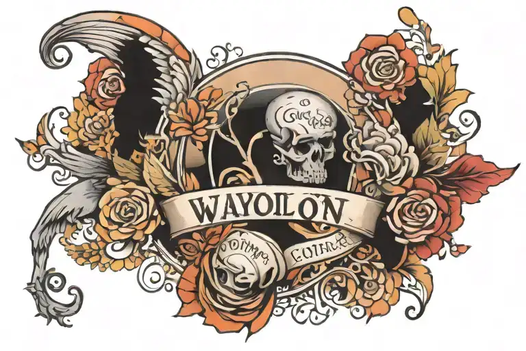 Words Big As The Sky with names Gauge and Waylon incorporated  tattoo design idea