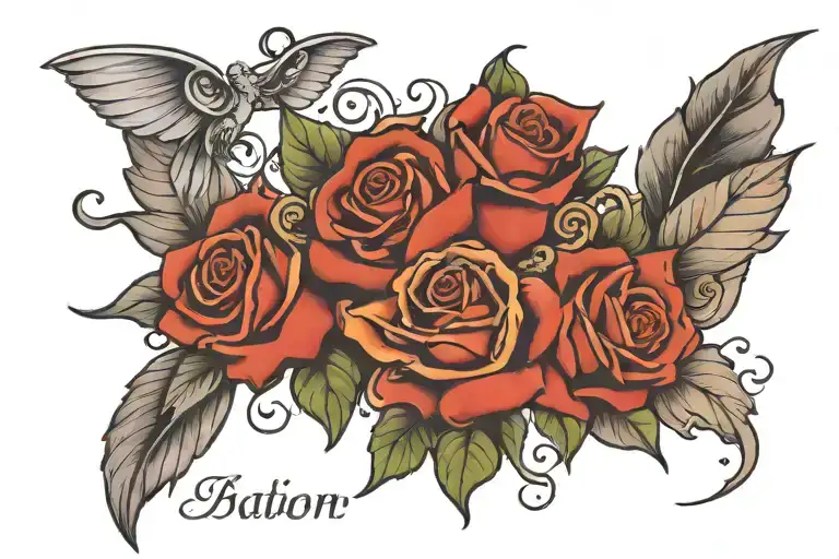 words Big As The Sky with names Gauge and Waylon incorporated  tattoo design idea