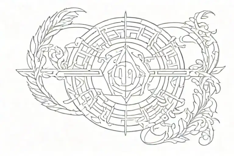 Simple tattoo with the symbol of electrical resistance, with the Greek letter Omega (Ω) placed in the center as part of  tattoo design idea