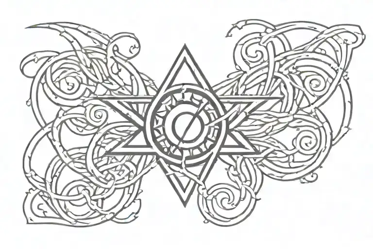 Simple tattoo with the symbol of electrical resistance, with the letter Omega (Ω) placed in the center as part of  tattoo design idea
