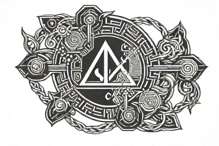 Simple tattoo with the symbol of electrical resistance, with the Greek letter Omega (Ω) placed in the center as part of  tattoo design idea