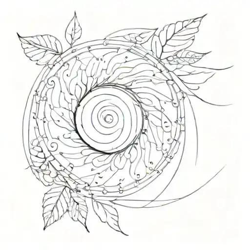 Fibonacci spiral made out of a plant that's leaves are eyes tattoo design idea