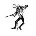 jester fool standing and holding an instrument tattoo design idea
