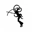 jester fool standing and holding an instrument tattoo design idea