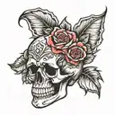 skull and roses tattoo design idea