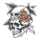 skull and roses tattoo design idea