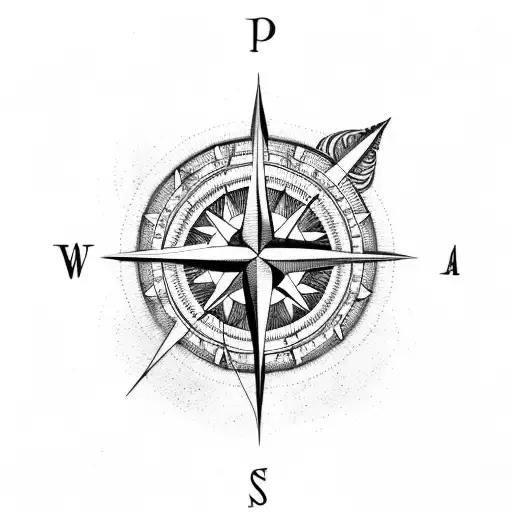 Compass with arrow tattoo design idea