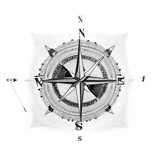 Compass with arrow tattoo design idea