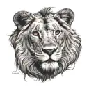 lion with cross shaped scar over eye and one ruby eye tattoo design idea