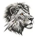 lion with cross shaped scar over eye and one ruby eye tattoo design idea