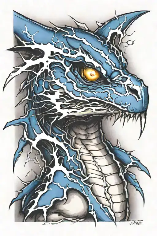 blue thunder lightning tattoo design idea